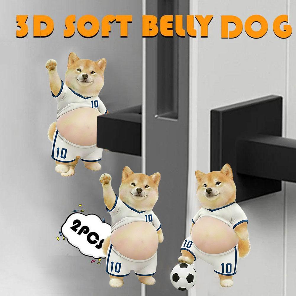 2Pcs 3D Shiba Inu Dog Belly Pinching Stickers Creative Cartoon Stress Relief Stickers Decoration For Phone Notebook Gifts