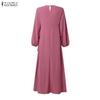 ZANZEA Robe longue décontractée pour femme à col rond, manches longues, coupe ample, patchwork à rayures