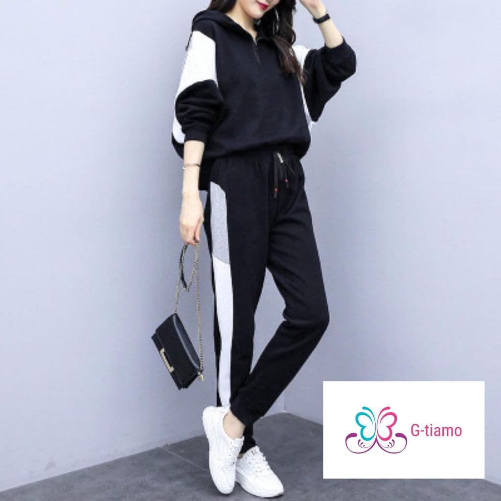 Tracksuit Fitness Size Simple Perfect for Remote Running G-tiamo Women's Set, Sweatshirt, Loungewear, Sportswear, Wear, Loungewear, Hoodie,