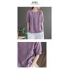 Artistic Retro Flower Embroidery Cotton Linen Round Neck Short Sleeved T-shirt for Women Summer New Loose and Versatile Top for Women
