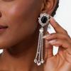 Silver Needle Rhinestone Tassel Earrings - Elegant High-End Studs for Women