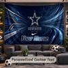 Wall Hanging Tapestry Custom NameDallas Cowboys Pattern Personalized Printed Fabric Wall Decor