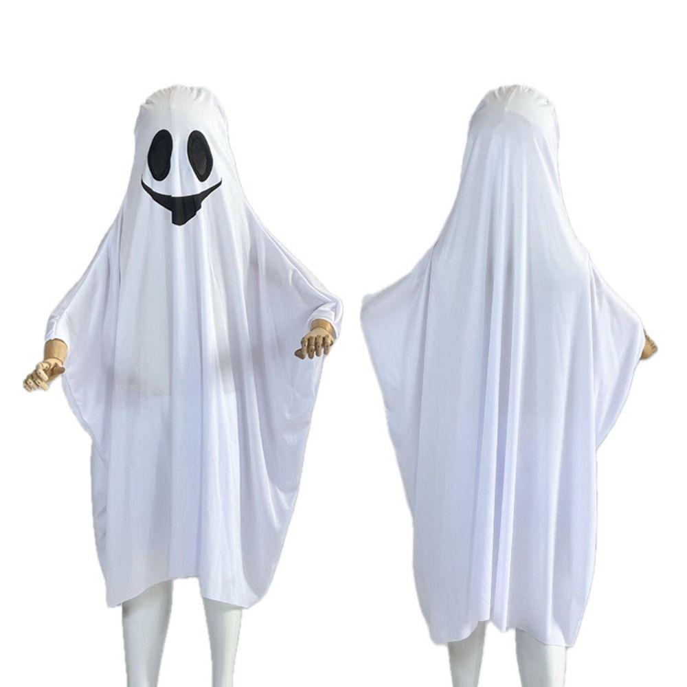 Black Eye Halloween Cloak Cape White Ghost Cosplay Costume Funny Ghost Poncho Robe Party