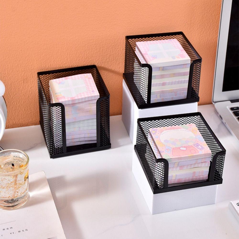 Metal Desktop Note Box Portable Storage Box New Mesh Cube Box
