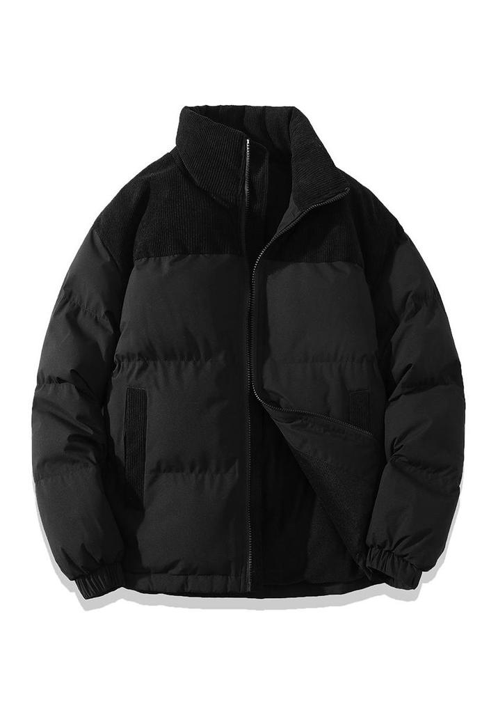2025 Men's Trendy Color Block Puffer Jacket - Thick, Warm Cotton for Autumn/Winter.