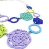 Les Trésors De Lily [H0805] - Designer Necklace 'Camélia' Blue Mauve Green