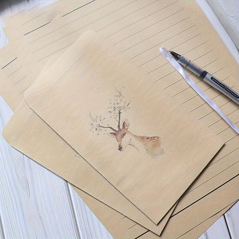 1 set/60 st BlommaHjort Kuvert Brevpapper Litterär Kreativ Kärleksbrev, Enkelt Tecknat Kuvert Brevpapper Set