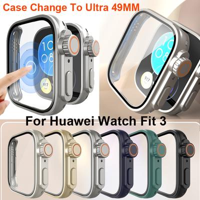 Tempered Glass+Case For Huawei Watch Fit 3 Case Change To Ultra 2 1 49MM Screen Protector PC Cover Bumper For Huawei Watch Fit 3