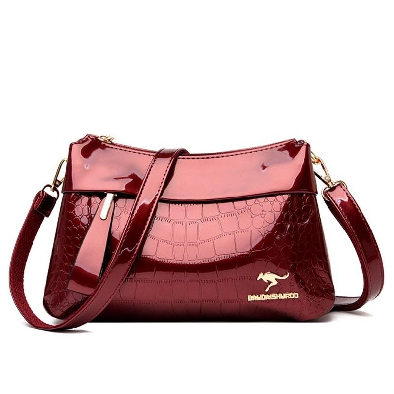 3 Layers Women Handbag Purses Luxury Designer Patent Leather Shoulder Messenger Bags for Female Vintage Crocodile Summer Sac