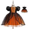 Europäisch-amerikanisches Halloween-Festivalkleid für Mädchen mit Pailletten-Patchwork im Spinnennetz-Design