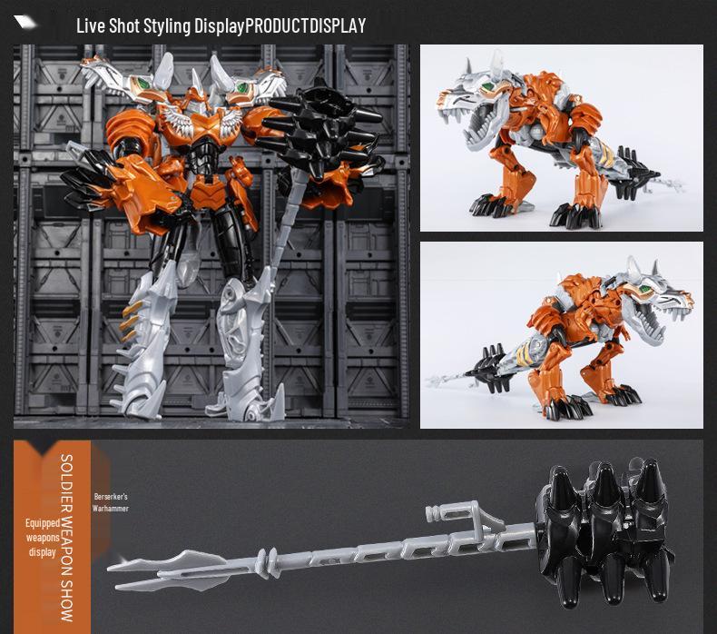 Transforming Triceratops Robot: Toy Tyrannosaurus Rex with Weapons