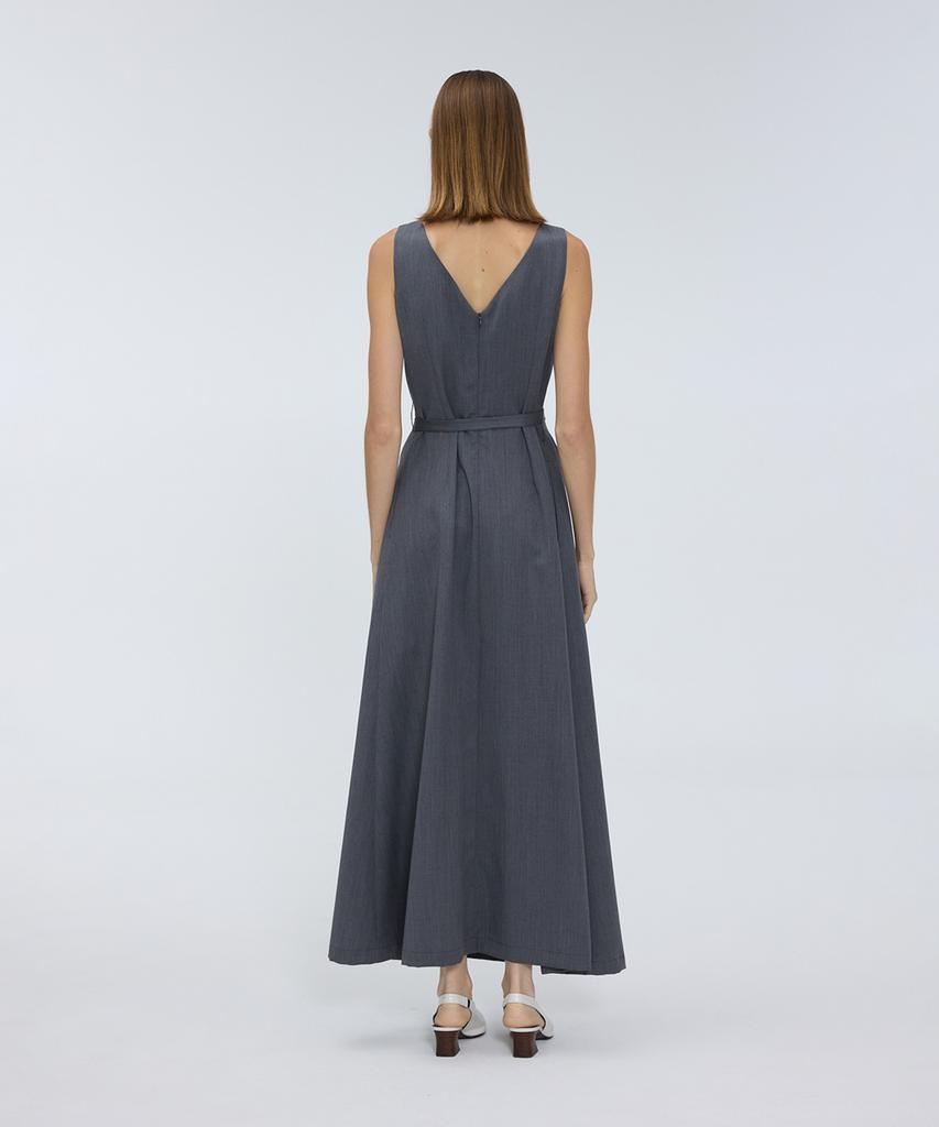 Meuameu Diagonal Pleated Long Dress