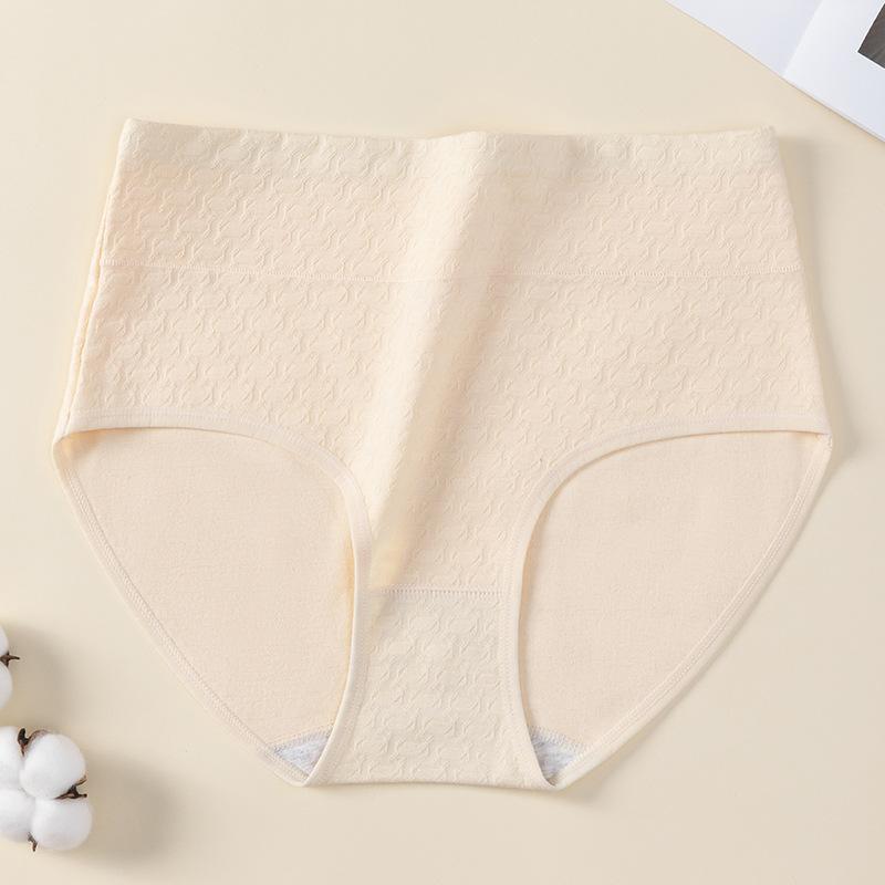 

Женское хлопковое жаккардовое нижнее белье с высокой талией и бактериостатической ластовицей 10A XXL телесный