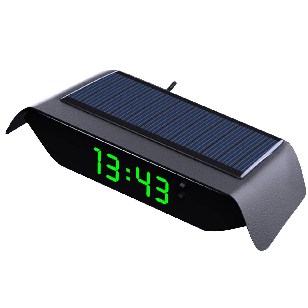 Portable Solar Car Digital LCD Clock & Temperature Display Auto Dashboard Clocks Backlight Electronic Screen Temperature Clock зелёный