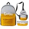 Cook 3D Digital Color Printing Backpack Set Oxford Cloth Waterproof And Wear-Resistant Three-Piece Backpack