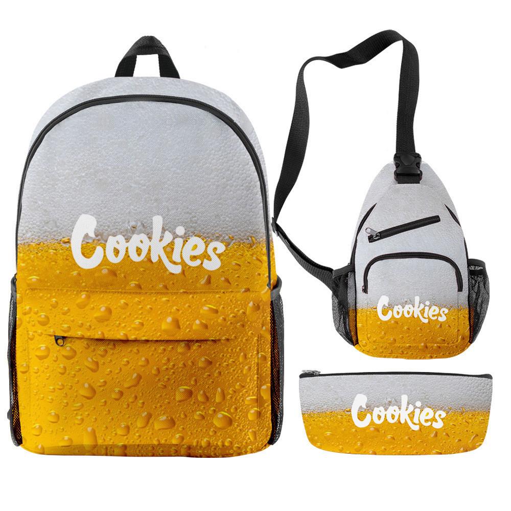 Cook 3D Digital Color Printing Backpack Set Oxford Cloth Waterproof And Wear-Resistant Three-Piece Backpack