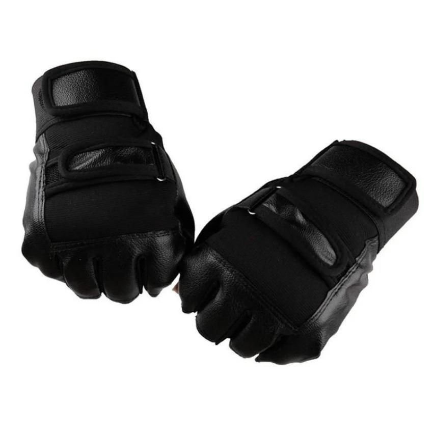 PU Leather Faux Leather Half-Finger Gloves for Men Suitable for Sports Fitness and Cycling