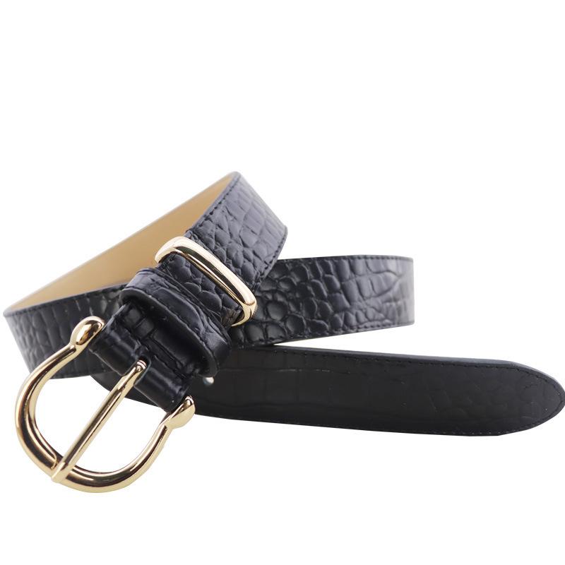 Mary Crocodile pattern first layer cowhide women s belt real jeans belt 80-100cm чёрный