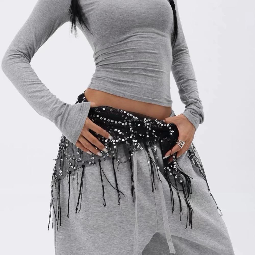 Jeans Decor Tassels Belt Hip-hop Sequin Waistband Jazz Dance Hip Scarf Waist Accessories