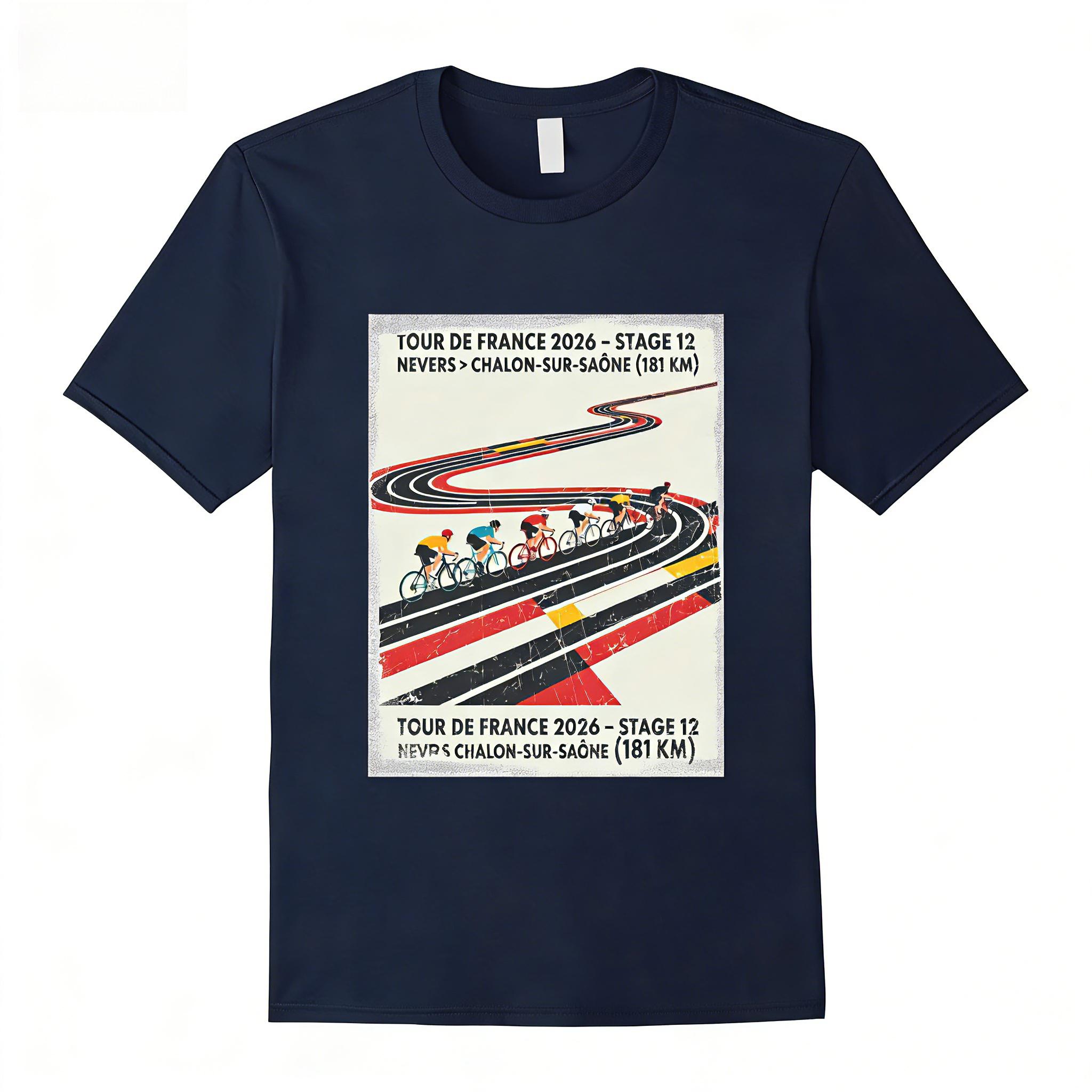

2026 Tour De France 12th Stage From Nerville To ChalonssurSaone Jersey Poster of Brouhes Bicycle Tshirt Y2k 4XL