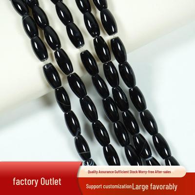 8x16mm Natural Black Agate Rice Beads for DIY Jewelry
