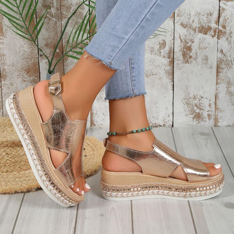 Women's Summer New Round Head Open-toed Muffin Platform Roman Sandals