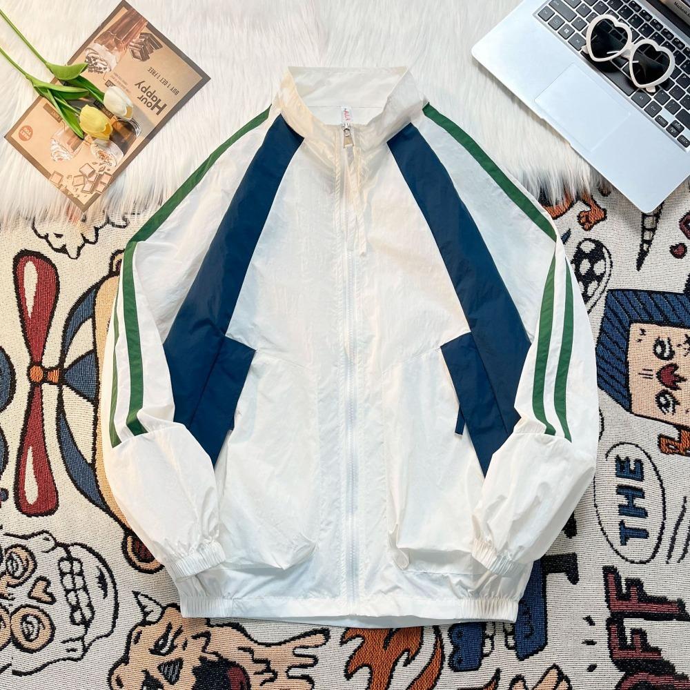 Jacke im amerikanischen Retro-Stil mit Kontrastkragen und Nähten für Herren und Damen, Herbst, neues, lockeres, lässiges All-Match-Sportoberteil