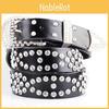 Wide Leather Belt With Metal Pin Closure Rhinestone Decor For Womens Elegant