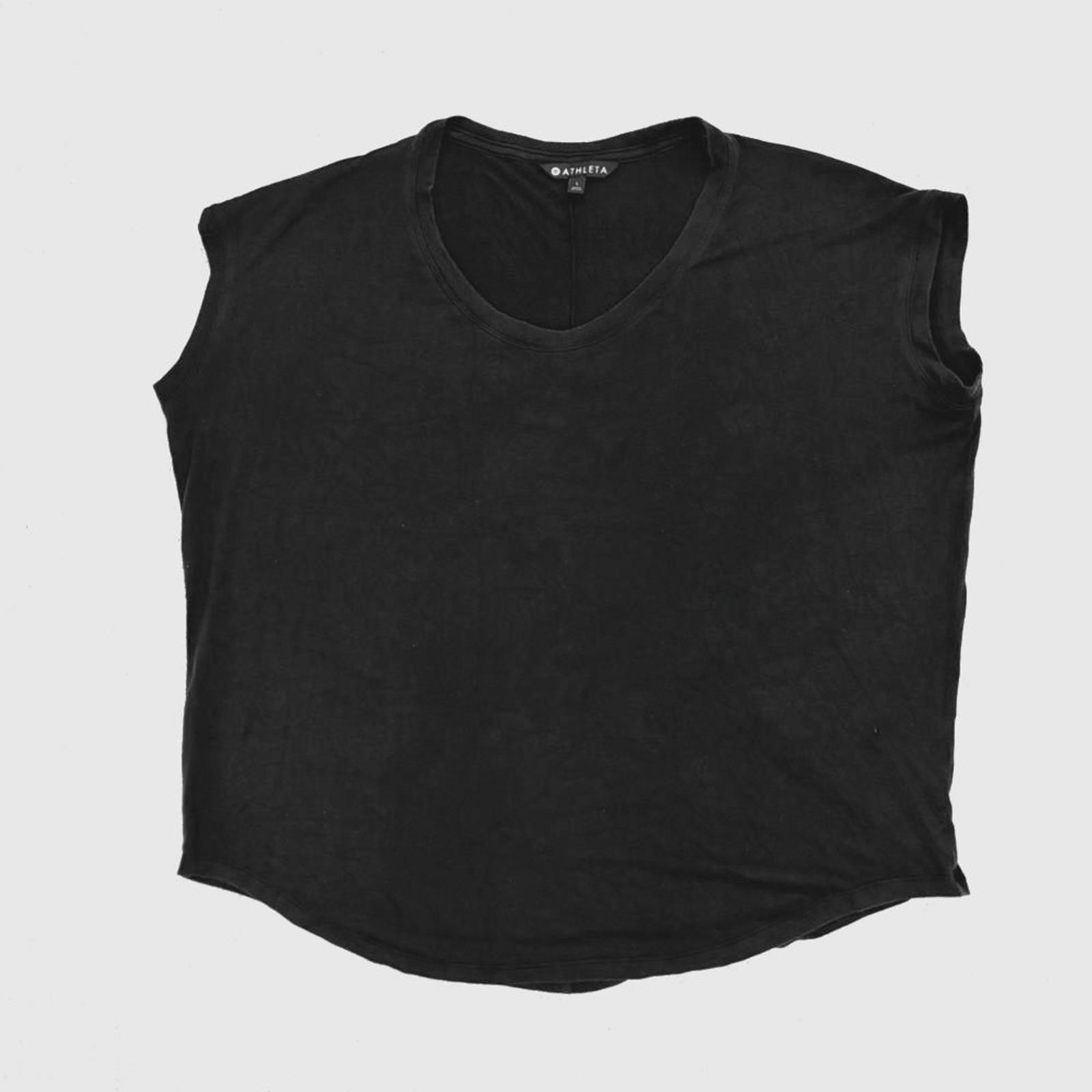 Athleta Women s Scoop Neck Black Short Sleeve Tee Shirt Size Large Athleisure XXXL