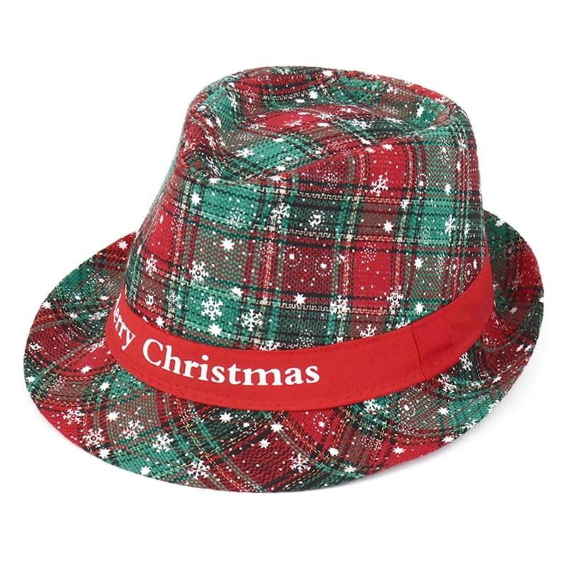 Christmas Jazzy Hat for Adult with Snowflake Checked Pattern Christmas Costume Hat Women Men Holiday Party Celebration 1
