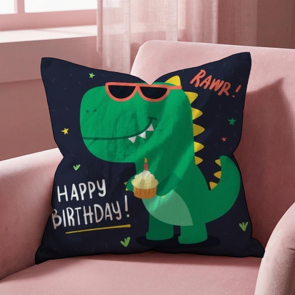 Cute Cartoon Dinosaur Cushion Cover Multi-Scene Pillow Cover for Home & Car - Reversible, Soft & Durable for Daily Use