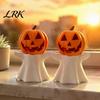PLA Plastic Candlestick Halloween Pumpkin Ghost Candle Holder, Decorative LED Electronic Fall Holiday Decoration Stand, 3D Printed Ornament for Party