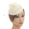 Bridal Fascinator Hat for Brides with Mesh Net Feather Accent Mini Headpiece for Wedding Tea Party Formal Wear