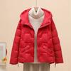 Light down jacket women's new short hooded mother's loose warm white duck down winter coat top