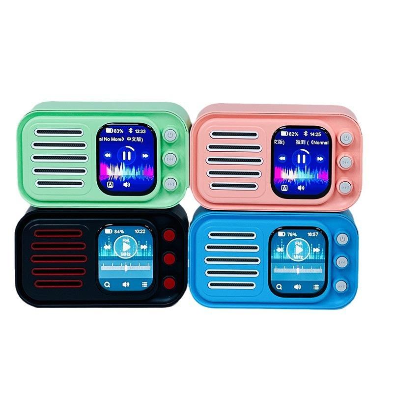 Tragbarer, kabelloser Bluetooth-Lautsprecher für Zuhause, im Freien, Handheld, Desktop, Songtextanzeige, Touchscreen, Wecker, Zeitanzeige