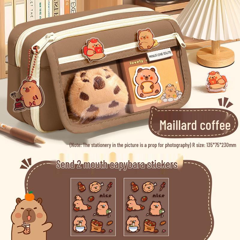 Capibara Velkokapacitní Průhledné Pouzdro na Tužky Odolné Proti Nečistotám, Roztomilé a Stylové pro Studenty Středních Škol