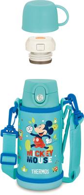 Bouteille d'eau isotherme Mickey Mint Blue avec paille pour enfants allant à la maternelle ou à l'école MBL 2 voies 0,6 L/0,64 L FJO-601WFDS