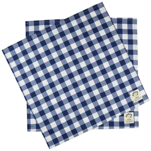 Set of 2 Navy Check Lunch Cloths, Napkins, and Lunch Mats for Lunchboxes, School Lunches, and Elementary School Students. Made In Japan by HOPPE