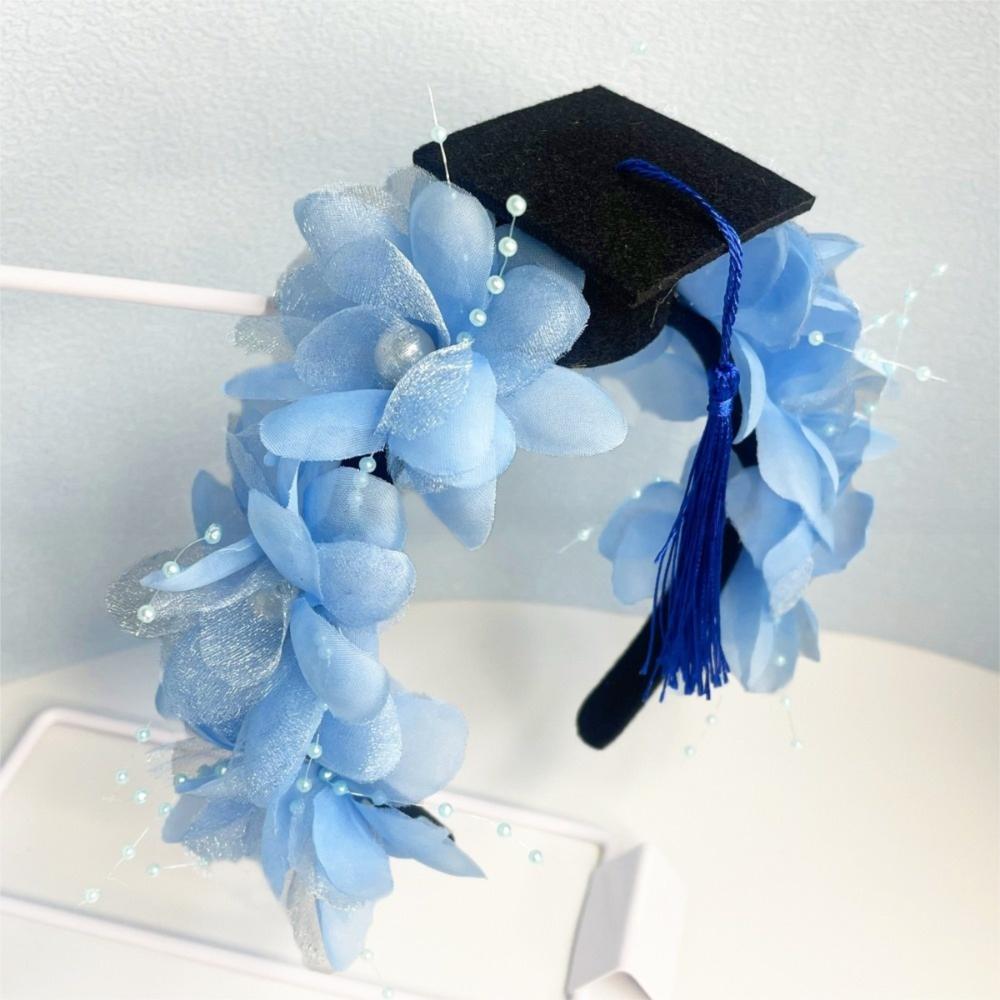 Bachelor Flowers Hair Band Doctor Academic Hat with Tassels Durable Trencher Cap  Graduation Party