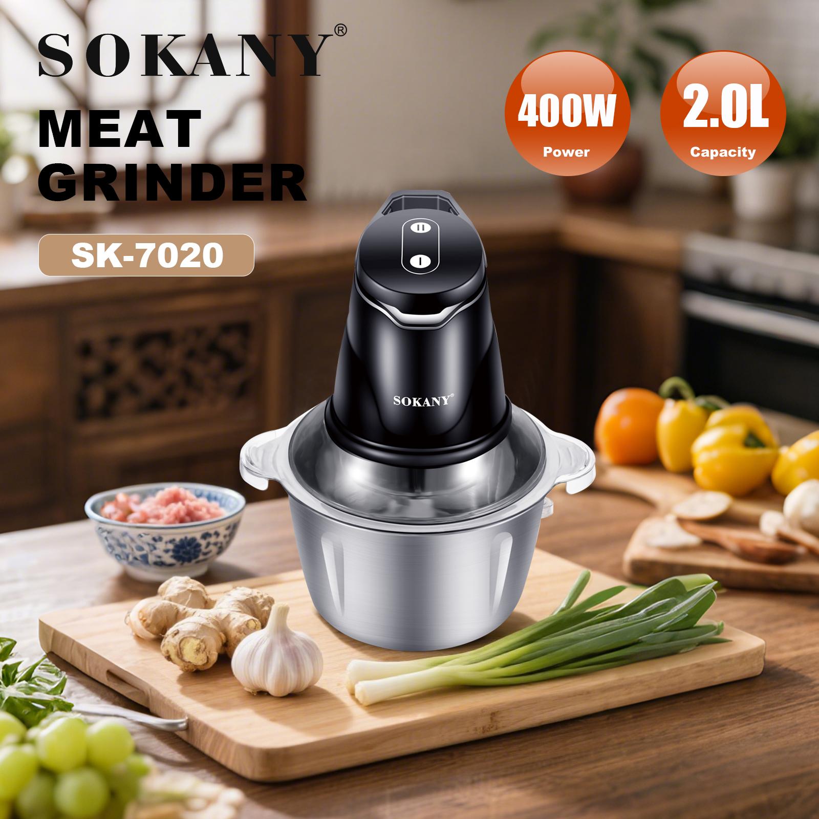 

SOKANY7020 Meat Grinder, Electric Cooking Machine, Vegetable Chopper and Garlic Mincer, Garlic Paste Wizard, 2-Liter Large Capac 110 V&US серебряный
