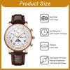 Leather Water Quartz Large Calendar White Black Silver Fashionable Gift for Birthday Men's Wristwatch, Strap, Three-Eye Design, Resistant, Luminous,