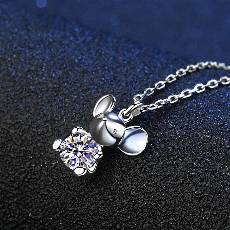 D color 0.5CT Moissanite Necklace 925 Silver Cute Zodiac Pendant Jewelry Luxury Glitter Versatile Necklace