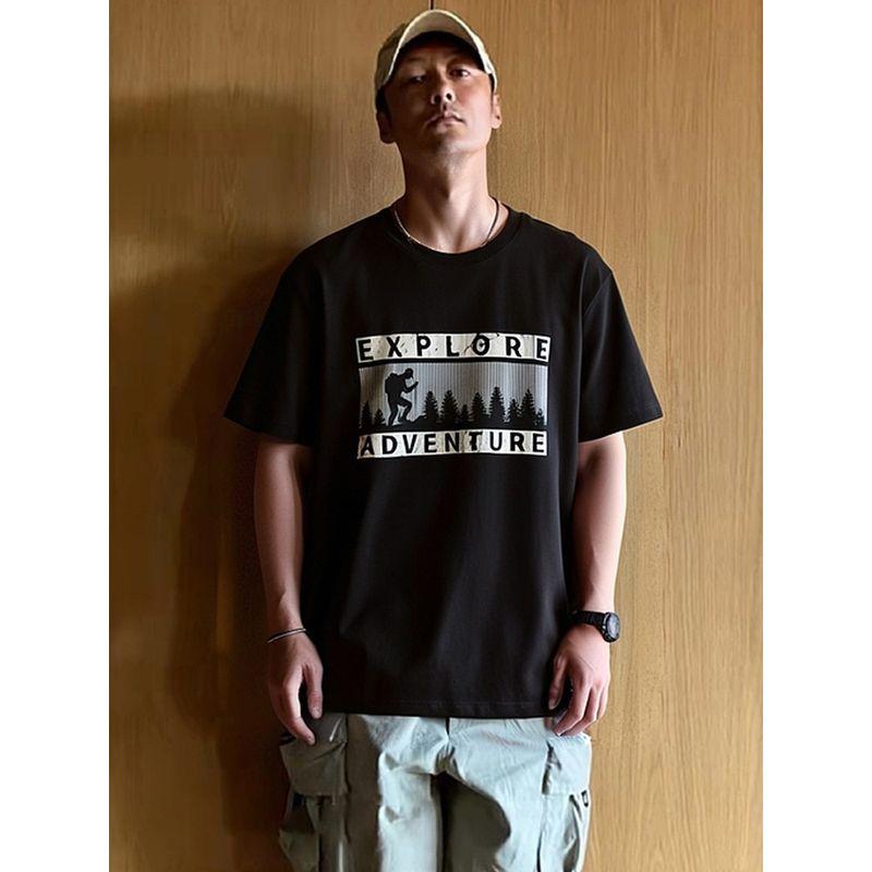 American Retro Pure Cotton Distressed Printed Short-Sleeve T-Shirt for Men, Summer Trendy Brand Base Shirt, Export Men's Clothing, All-Cotton Tee