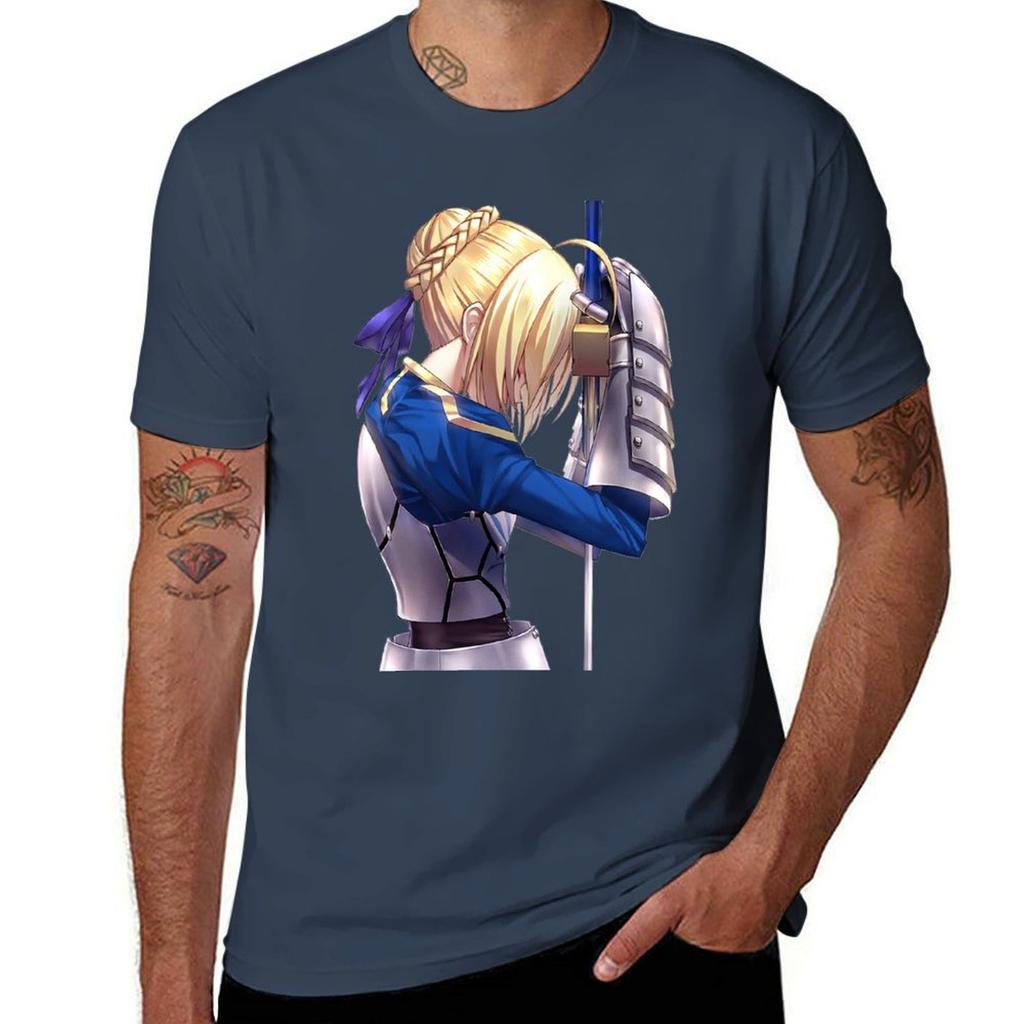 Saber (fate) T-Shirt Man T Shirts Cotton Printed T Shirts for Man T-Shirt