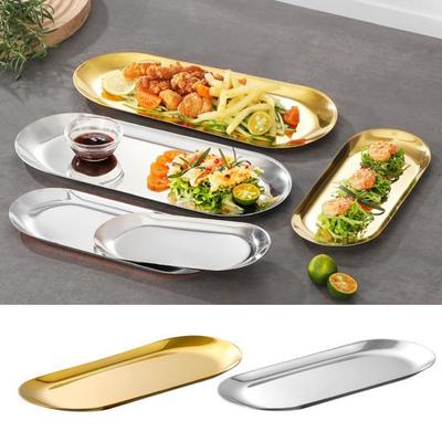 Stainless Steel BBQ Plate Mirror Shine Food Grade Dishwasher Safe Multifunctional Snack Dessert Vegetable Meal Serving