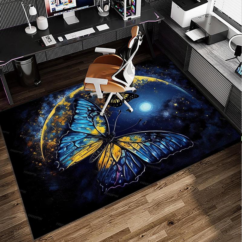 Neon Butterfly Dreamscape Office Rug Chair Mat, Entryway Carpet, Suitable for Front Door, Bedroom, Living Room, Desk, Holiday Gift