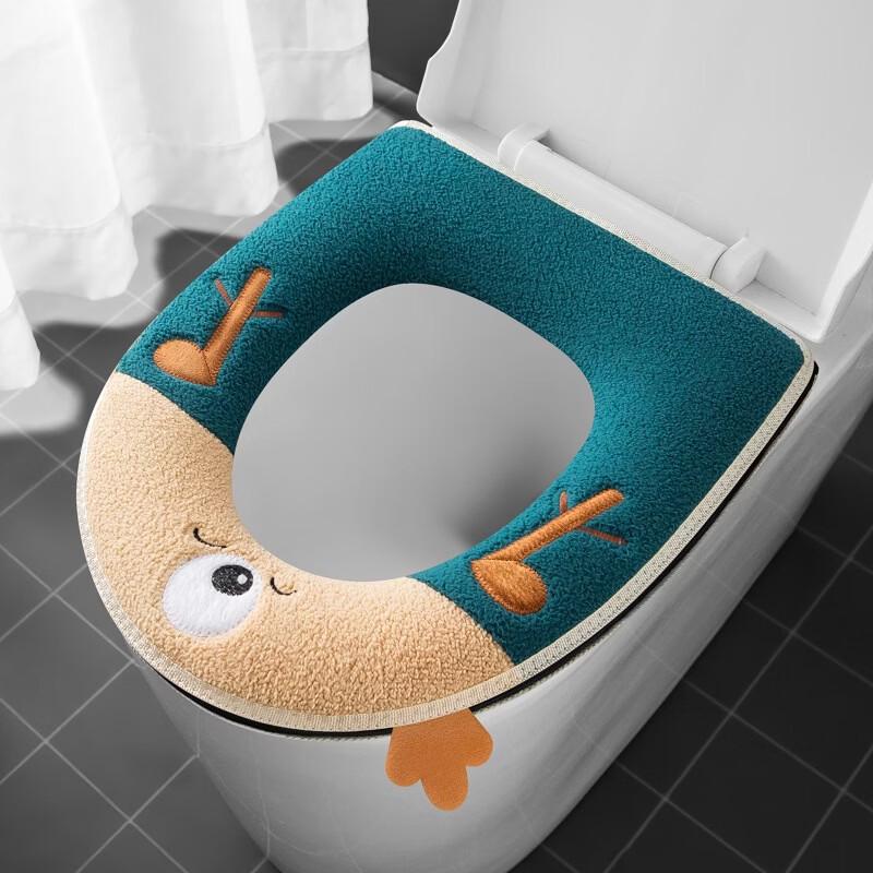 Thickened Little Deer Winter Toilet Seat Cover with Handle