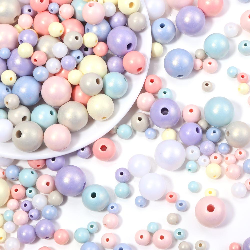 30-100pcs Macaroon Color Acrylic Beads Mixed Color Round Loose Spacer Beads For Jewelry Making DIY Bracelet Necklace Accessories