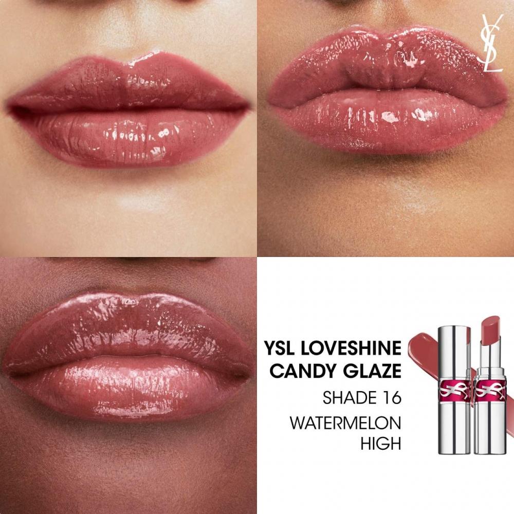 Yves Saint Laurent Ysl Candy Glaze Lippenstift-Gloss-Stift 0,11 oz 3,2 g 16 Wassermelone hiGh Warm Rose