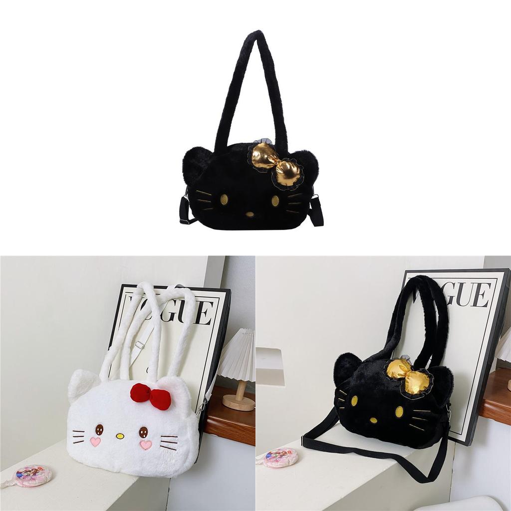 Sac Cabas Peluche Hello Kitty Avec Fermeture Éclair Pour un Usage Quotidien Décontracté